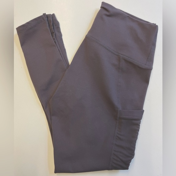 Fabletics mesh side grey/purple full length workout leggings women’s size XS - Picture 2 of 7